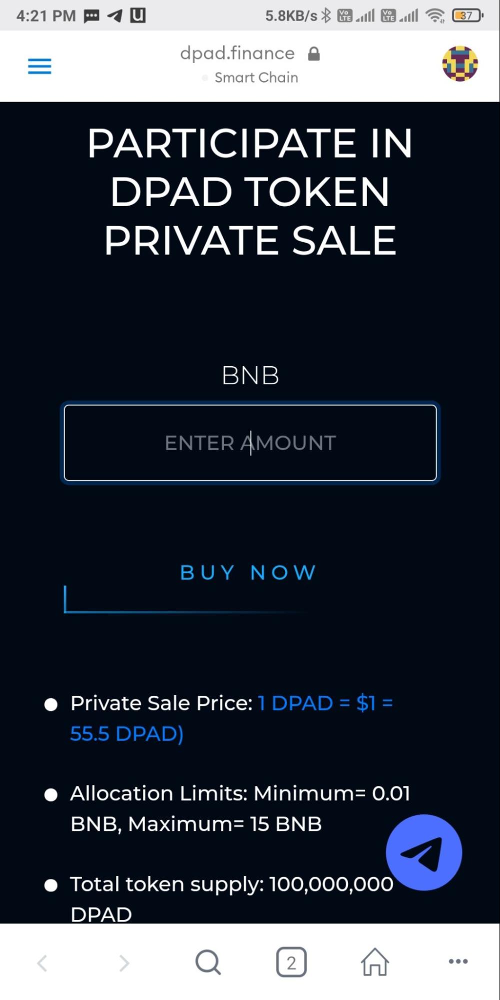 dpad-token-private-sale-mobile-view